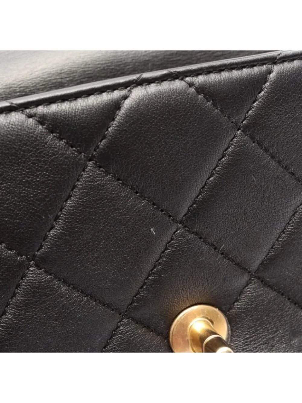 Chanel Shoulder Bag Mini Flap Quilted Black Leather